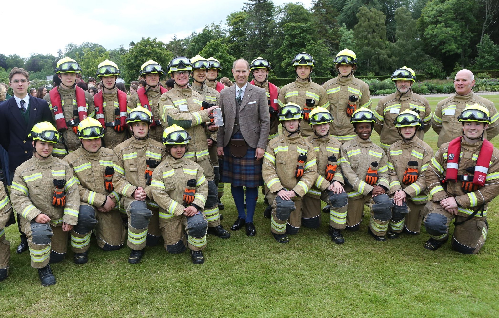 Prince Andrew with the Gordonstoun Fire Service